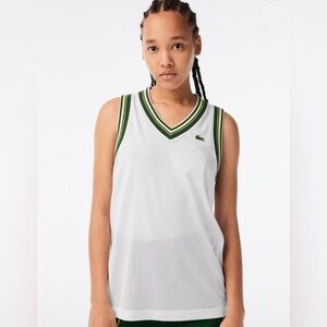Lacoste Women’s Mesh V-Neck Tank Top | Size 42 (L) | NWT